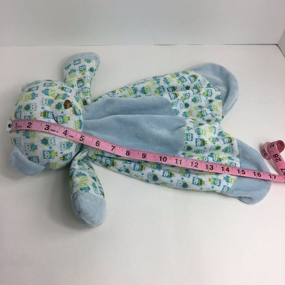 Baby Ganz Sleepy Time Bear Lovey Security Blanket Owl Green Blue Brown White - Picture 6 of 12